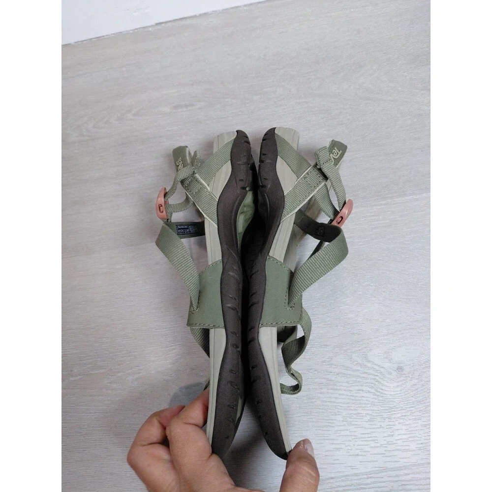 Teva Ascona Cross Strap Flat Sandal Sage Green Women's Size 8